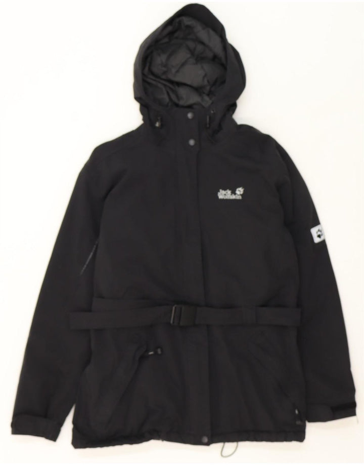 JACK WILLS Womens Hooded Windbreaker Jacket UK 16 Large Black Polyester Vintage Jack Wills and Second-Hand Jack Wills from Messina Hembry 