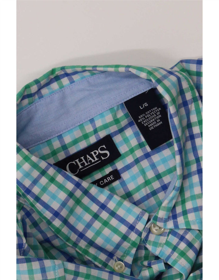Chaps Camisa de manga corta para hombre de algodón a cuadros multicolor grande