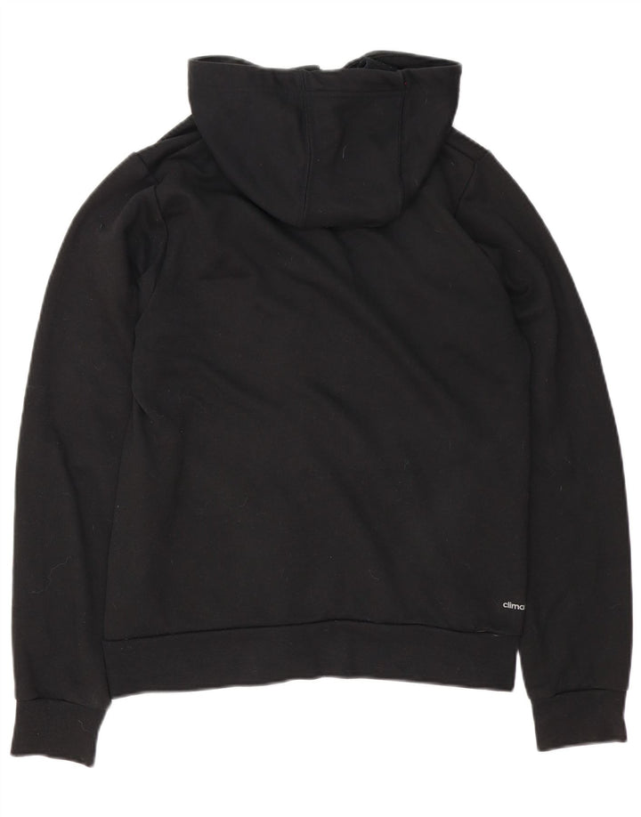 Maglione con cappuccio e zip grafica da uomo Adidas piccolo in poliestere nero