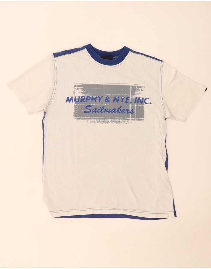 Murphy & Nye Mens Graphic T-Shirt Top Small White Colourblock Cotton