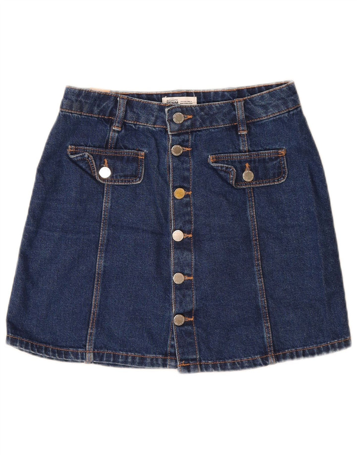 Zara Womens Mini Denim Skirt Small W26  Blue Cotton
