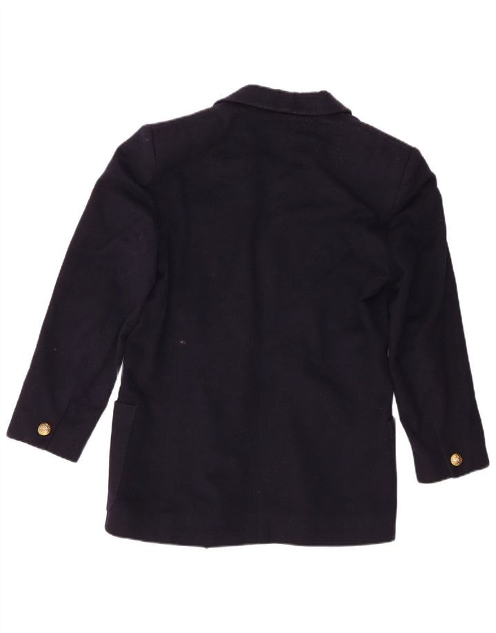 Jaeger Womens Double Breasted Blazer Jacket UK 6 XS Navy Blue New Wool