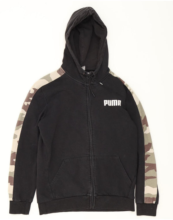 Puma Herren-Kapuzenpullover mit grafischem Reißverschluss, mittelschwarz, Camouflage-Baumwolle