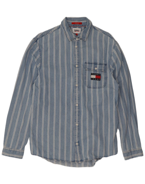 Camisa Tommy Hilfiger de corte clásico de algodón a rayas azul medio para hombre