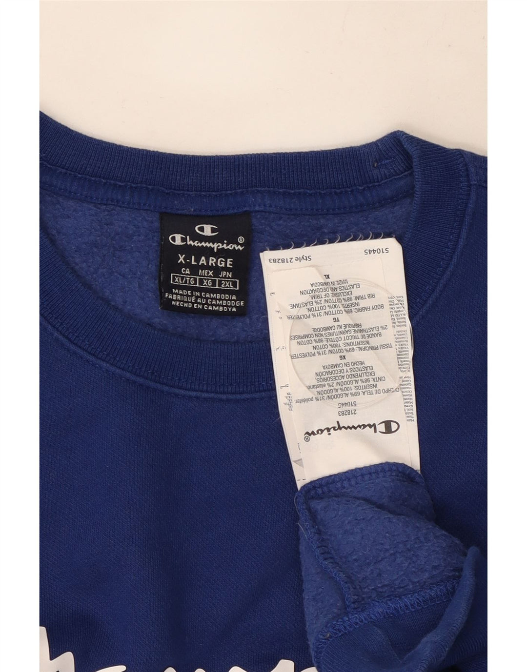 Champion Mens Graphic Sweatshirt Jumper XL Blue Cotton
