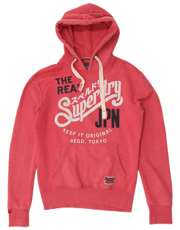 Superdry Mens Graphic Hoodie Jumper XS Algodão Rosa