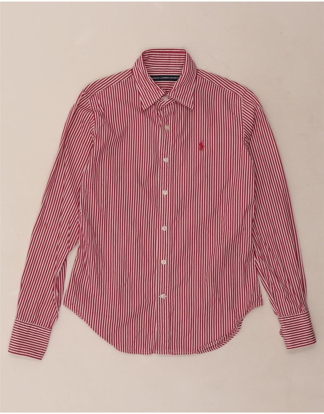 RALPH LAUREN Womens Shirt US 4 Small Red Striped Cotton