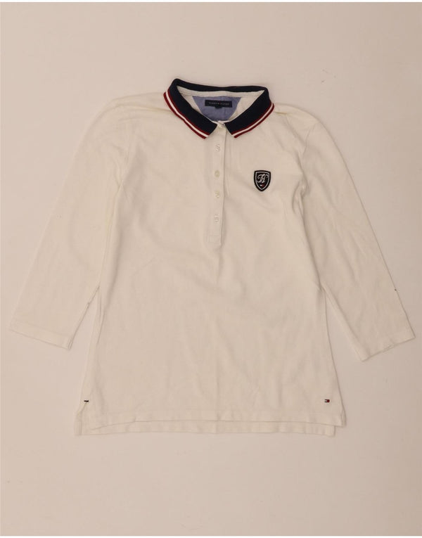 Tommy Hilfiger 3/4 ærmet rugby polotrøje til kvinder UK 10 Small White