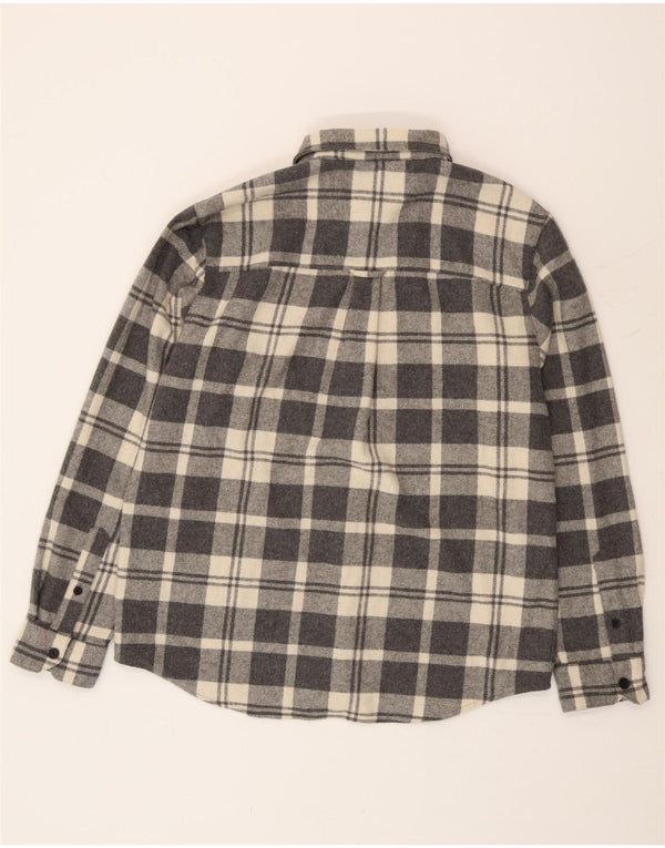 Farah Mens Overshirt Shirt Large Grey Check Wool