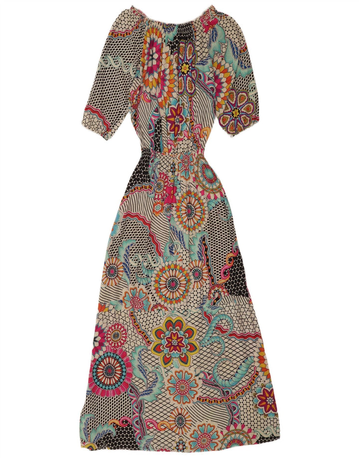 Desigual Womens 3/4 Sleeve Maxi Dress EU 40 Medium Multicoloured Floral