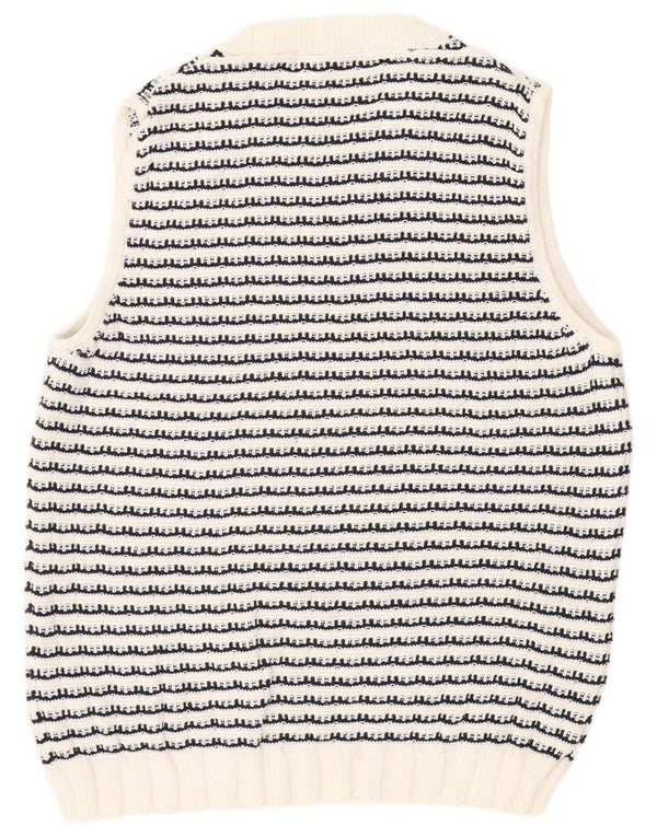 Marks & Spencer Womens Vest Tank Top UK 16 Large White Striped Bumbac