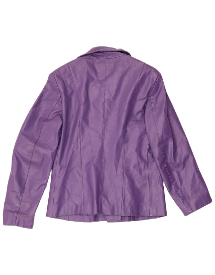 Mays Womens 4 Button Leather Blazer Jacket IT 44 Medium Purple Acetate