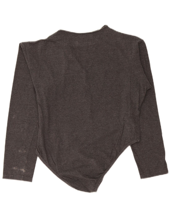 Vintage mujer body UK 12 algodón gris medio