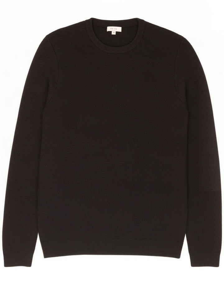 Reiss Mens Crew Neck Jumper Sweater Medium Black Wool