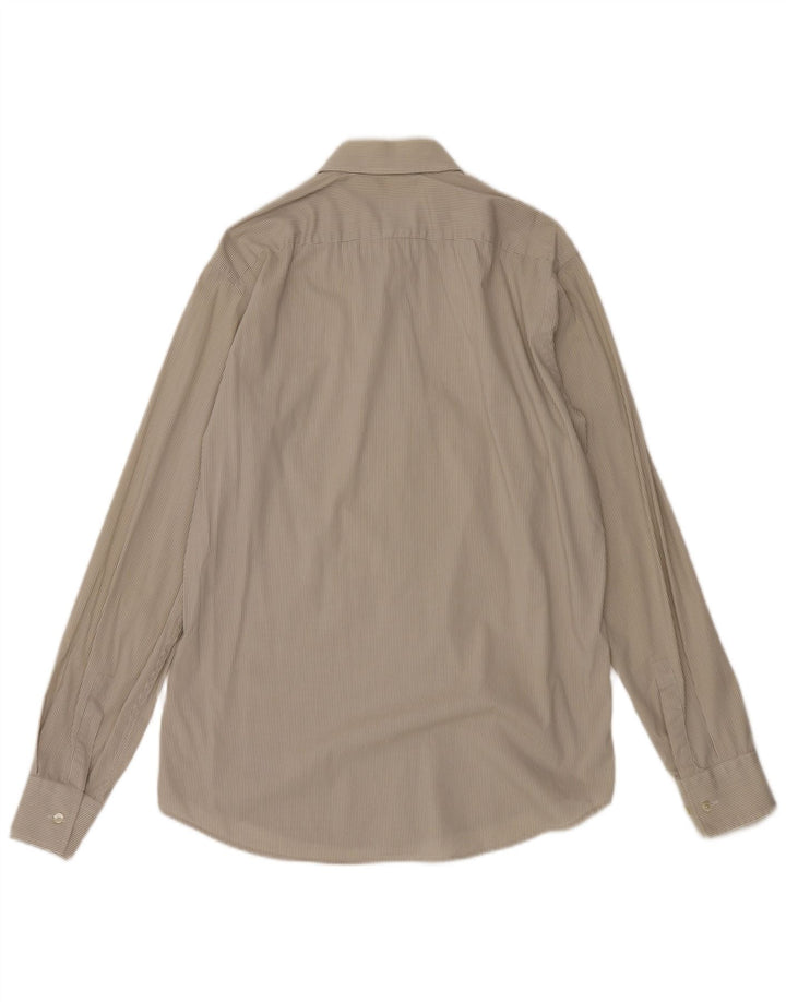 HUGO BOSS Mens Shirt Size 40 15 3/4 Medium Beige Pinstripe