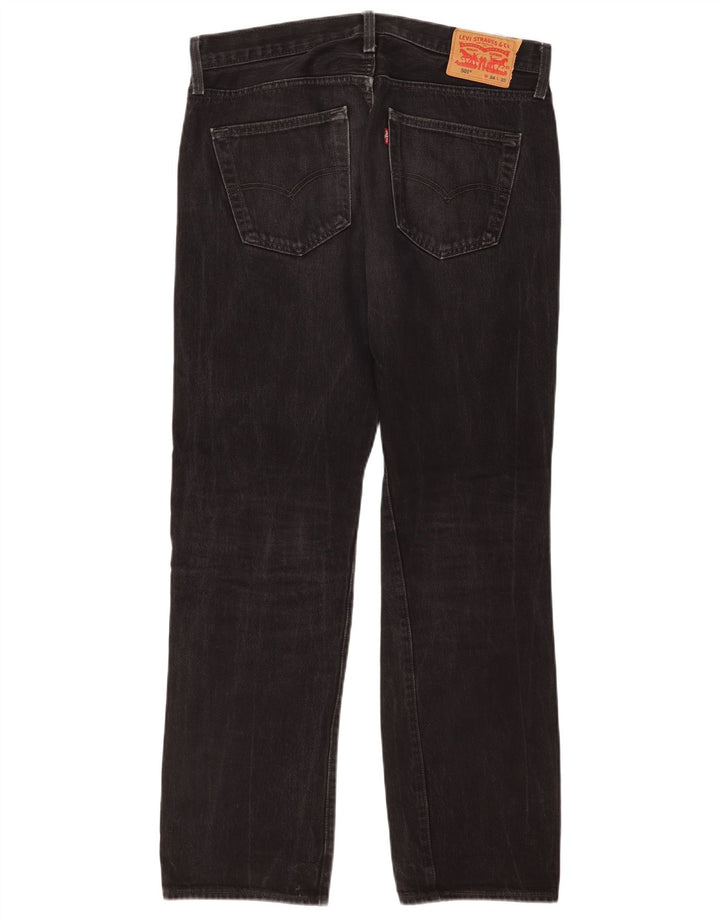 Levi's Mens 501 Straight Jeans W34 L32 Black Cotton