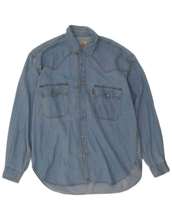 Casucci Mens Denim Shirt Medium Blue Cotton