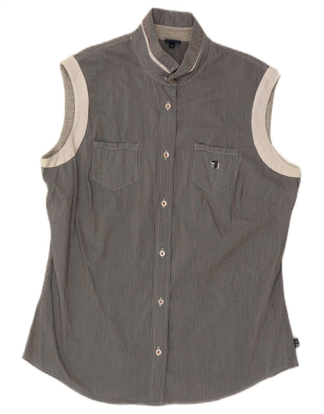 Trussardi Jeans Womens Sleeveless Shirt UK 14 Medium Grey Check