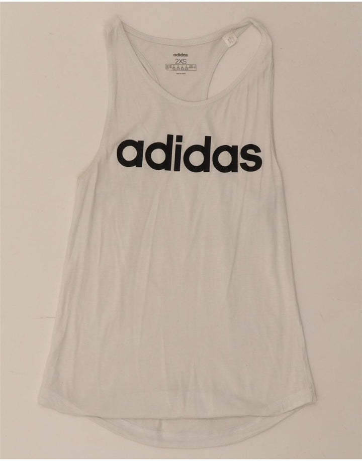 ADIDAS Womens Graphic Vest Top UK 0/2 2XS White Vintage Adidas and Second-Hand Adidas from Messina Hembry 