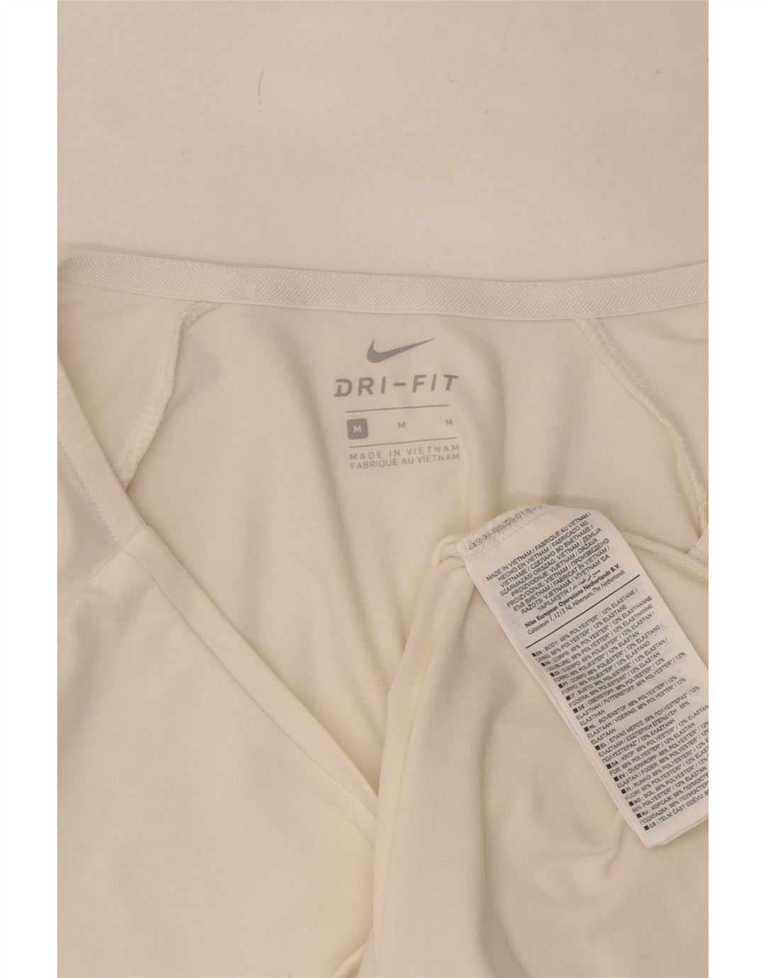 Nike Dame Dri Fit Top 3/4 ærme UK 12 Medium White Polyester