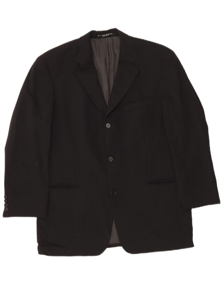 HUGO BOSS Mens 3 Button Blazer Jacket UK 40 Large Black New Wool