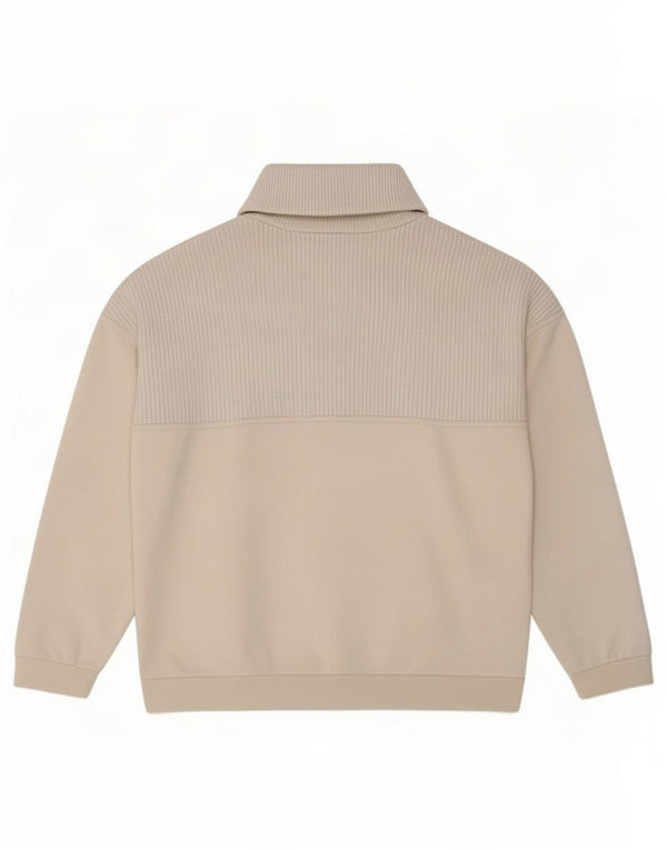 Felpa Zara da donna con collo e zip, maglione, UK 16, grande, cotone bianco