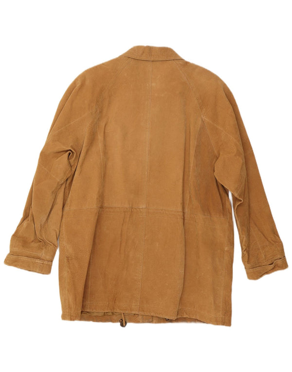Sobretudo de camurça grande vintage feminino Reino Unido 16 couro bege grande