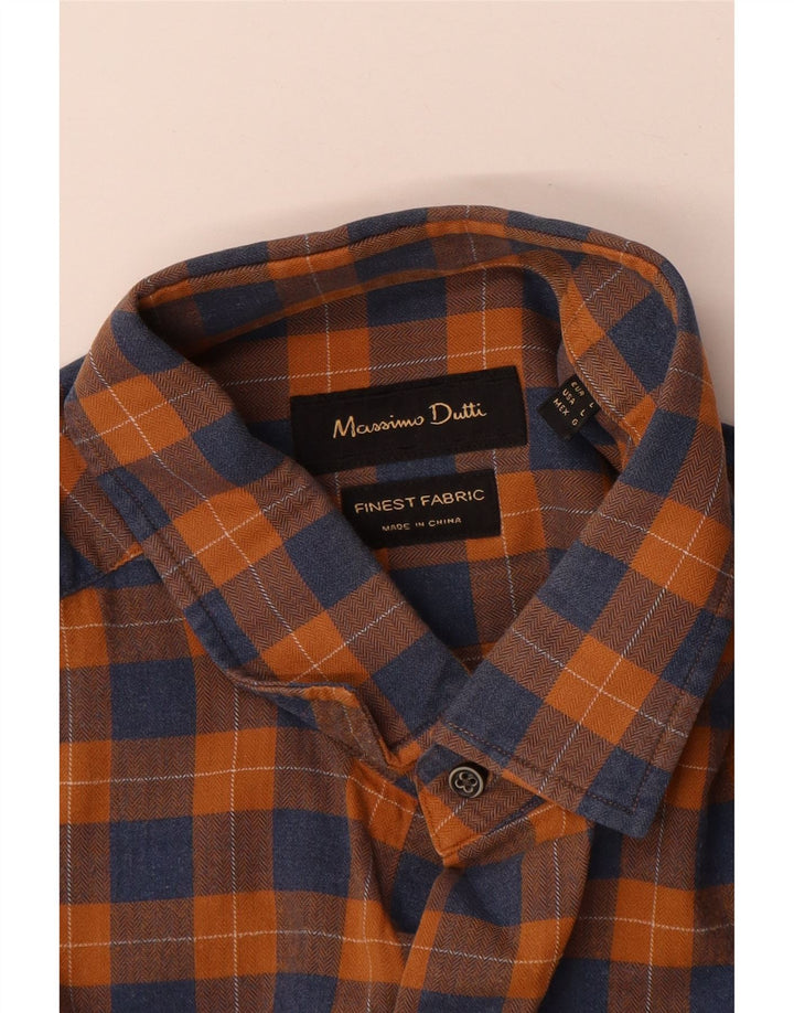 Camicia da uomo in flanella Massimo Dutti a quadri arancioni grandi
