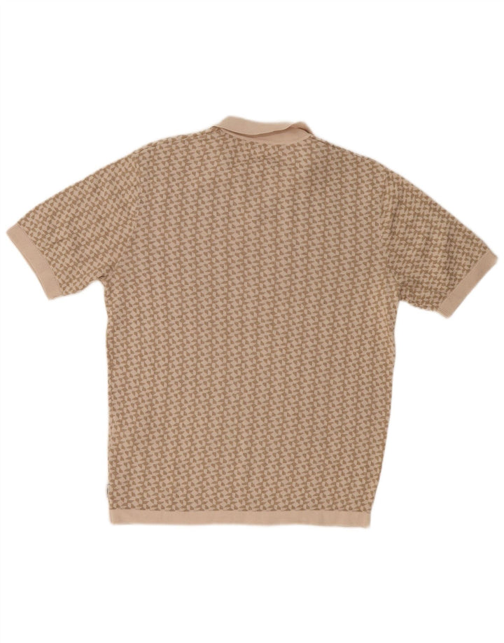 Jack & Jones Mens Polo Shirt Medium Beige Geometric Cotton