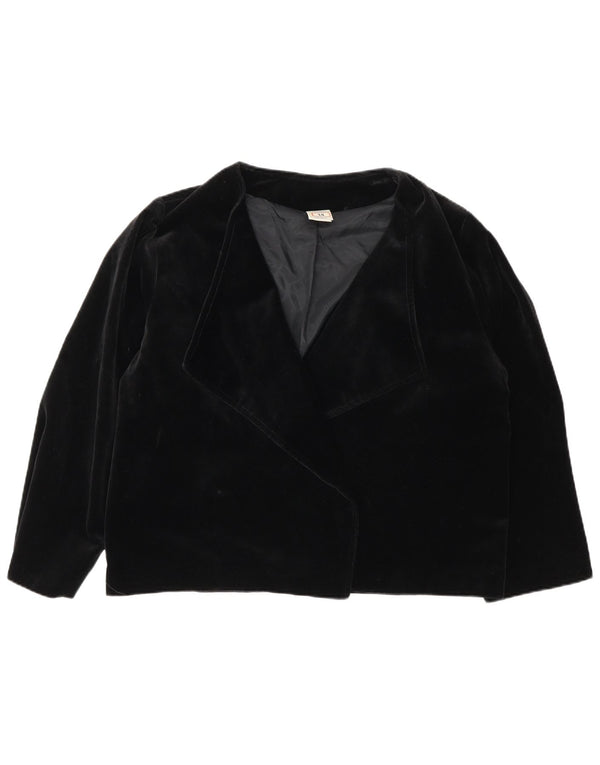 vintage Femme Velours Surdimensionné Blazer Veste UK 14 Moyen Noir Coton