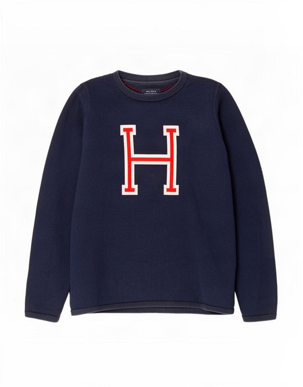 Tommy Hilfiger Womens Graphic Sweatshirt Jumper UK 12 Medium Navy Blue