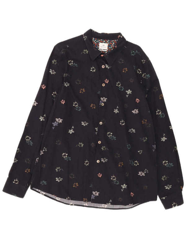 Paul Smith herre Regular Fit skjorte XL marineblå blomsterbomuld