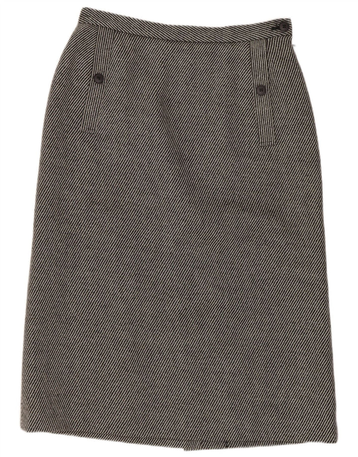 Jaeger Damen Bleistiftrock UK 14 Medium W28 Grau gestreifte Wolle