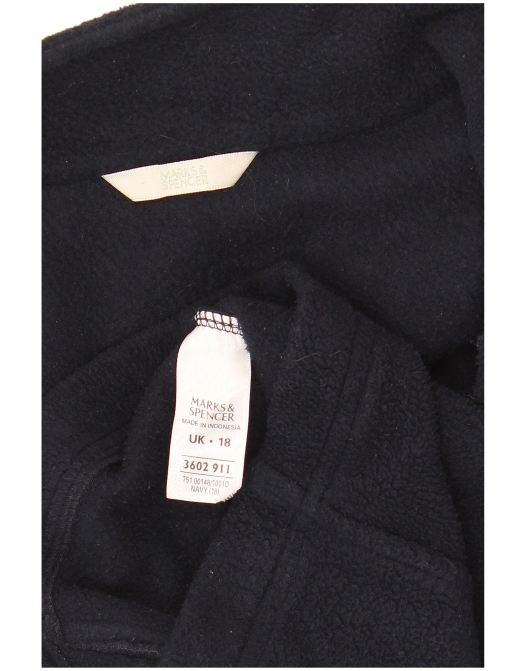 Marks & Spencer Womens Fleece Jacket UK 18 XL Navy Blue Polyester