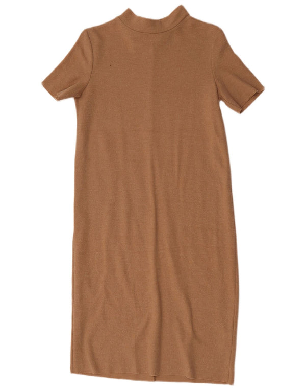 Zara Damen Trafaluc Pulloverkleid UK 10 Small Beige Baumwolle