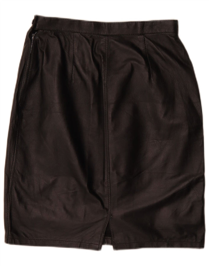 Vintage Womens Leather Pencil Skirt W26 Small Black