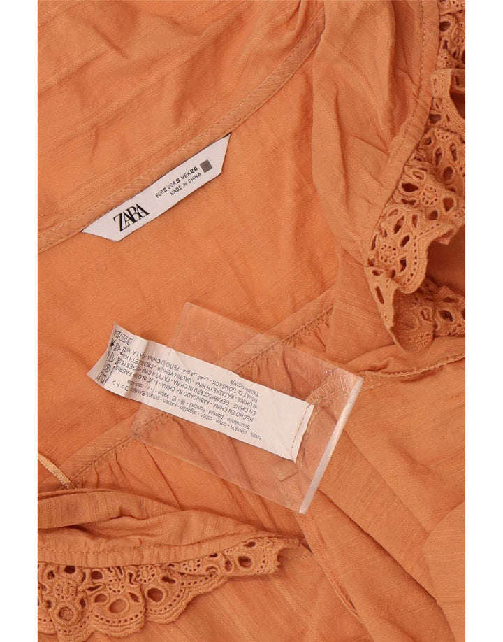 Zara Chemisier surdimensionné pour femme UK 10 Petit coton orange