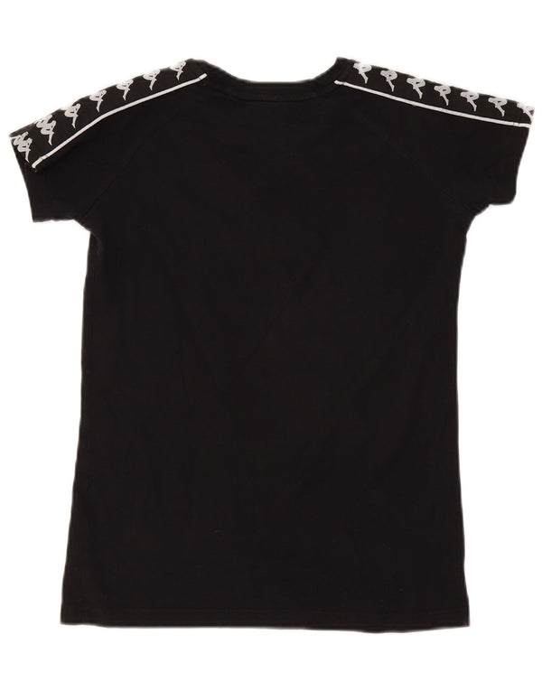 Kappa T-shirt graphique pour femme UK 10 Small Noir Coton
