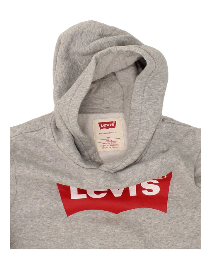 LEVI'S Boys Graphic Hoodie Jumper 11-12 Years Grey Cotton Vintage Levi's and Second-Hand Levi's from Messina Hembry 