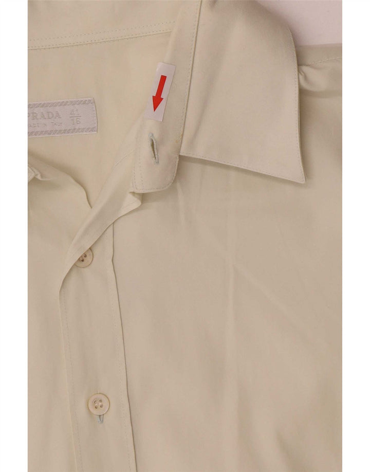 Prada Mens Shirt Size 41 16 Large Off White Cotton