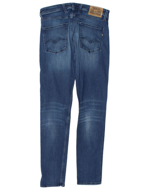 Replay Mens Anbass Slim Jeans W32 L34 Blue Cotton
