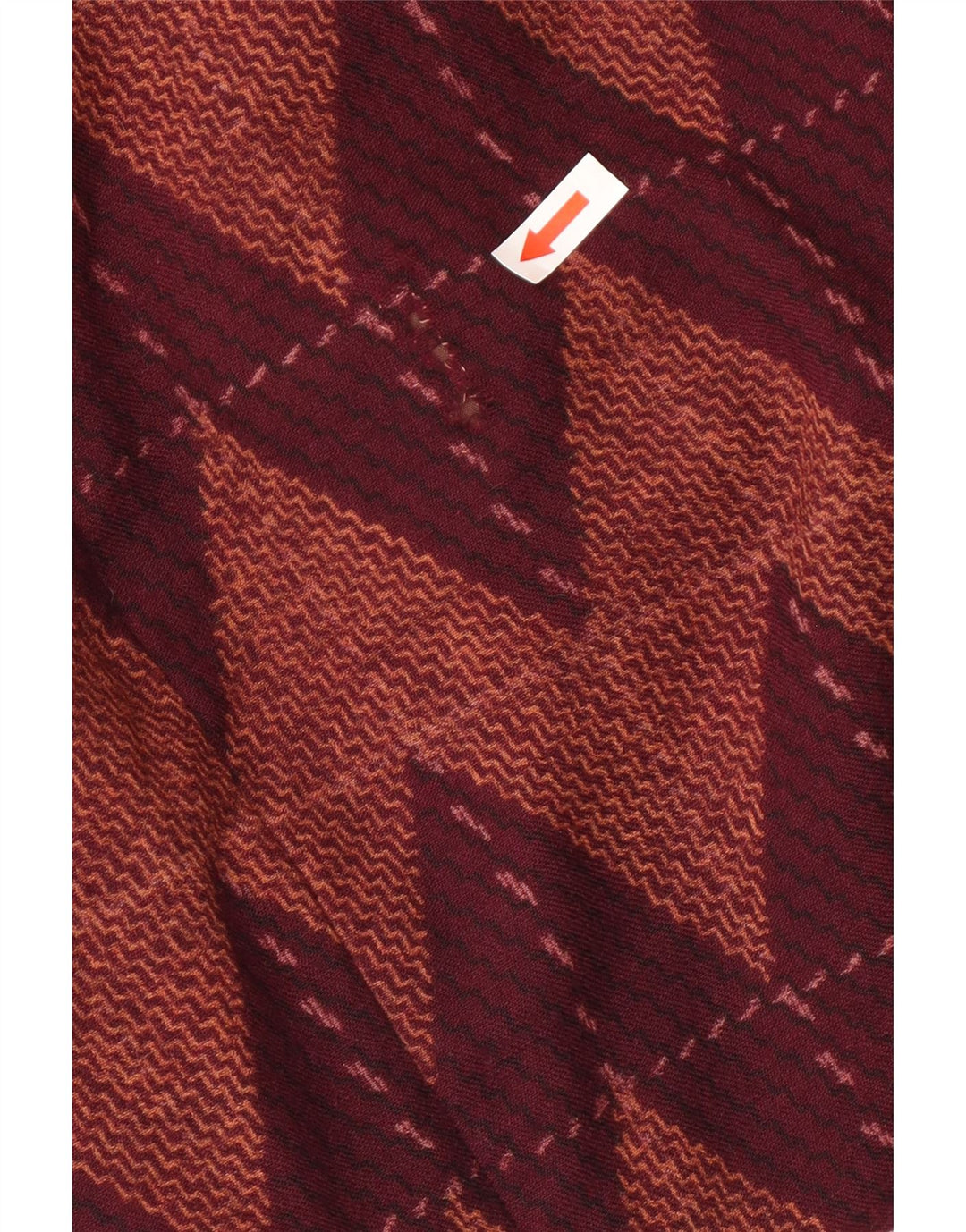Vintage Womens 3/4 Sleeve Basic Dress UK 12 Medium Burgundy Chevron