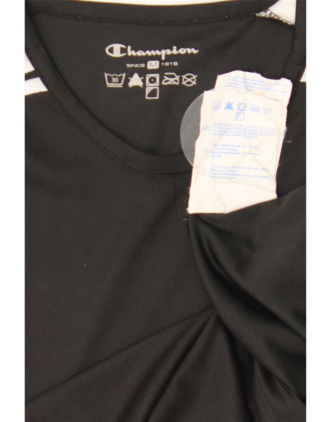 Champion Womens T-Shirt Top UK 12 Medium Black Colourblock Polyester