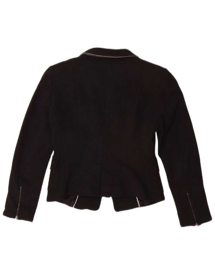ZARA Womens 1 Button Blazer Jacket UK 12 Medium Black