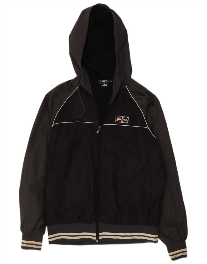 Giacca antipioggia da uomo Fila Small nera in poliestere color block