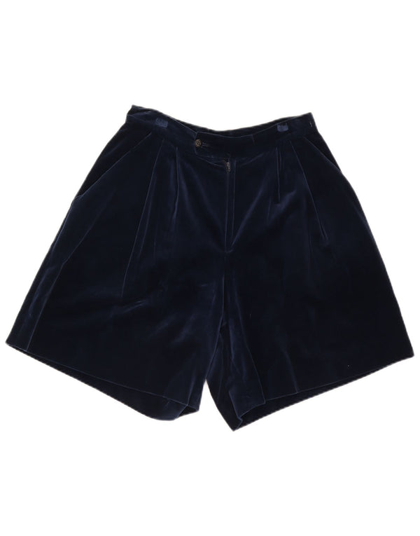 Vintage Damen-Chinoshorts aus Samt mit Klammern, W27, klein, Marineblau