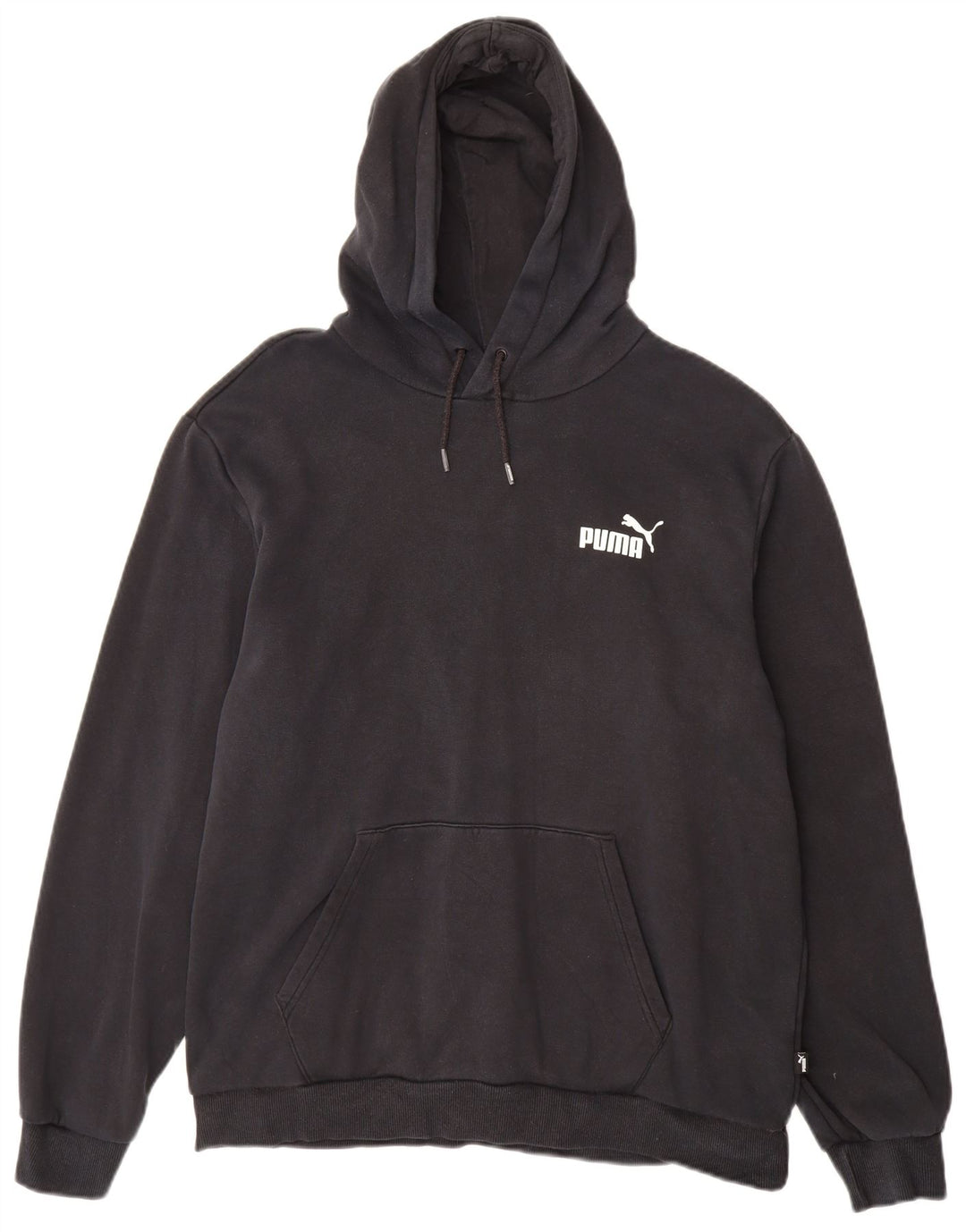 PUMA Mens Hoodie Jumper Large Black Cotton