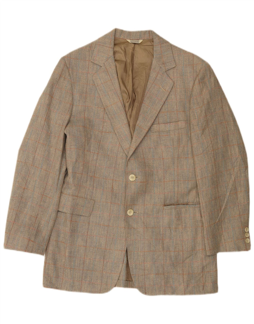 Oakmont Mens 2 Button Blazer Jacket Size 39 Medium Brown Check