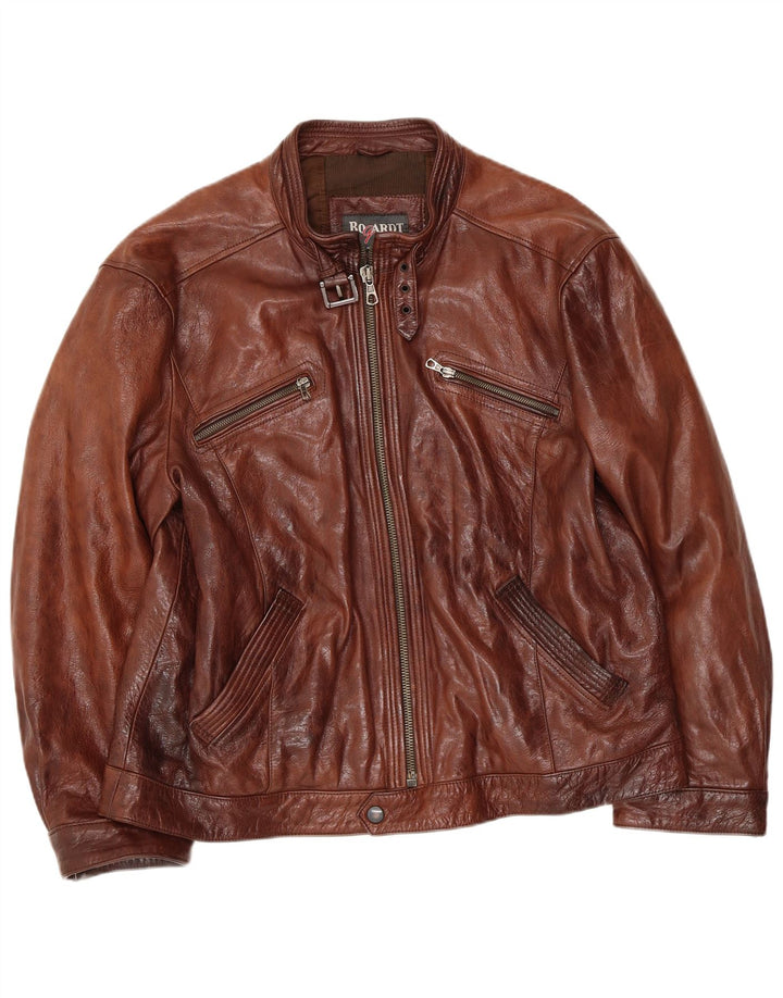 Vintage Herre Læderjakke UK 38 Medium Brun Læder