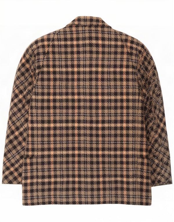 Vintage Womens 1 Button Blazer Jacket IT 44 Medium Brown Plaid Wool